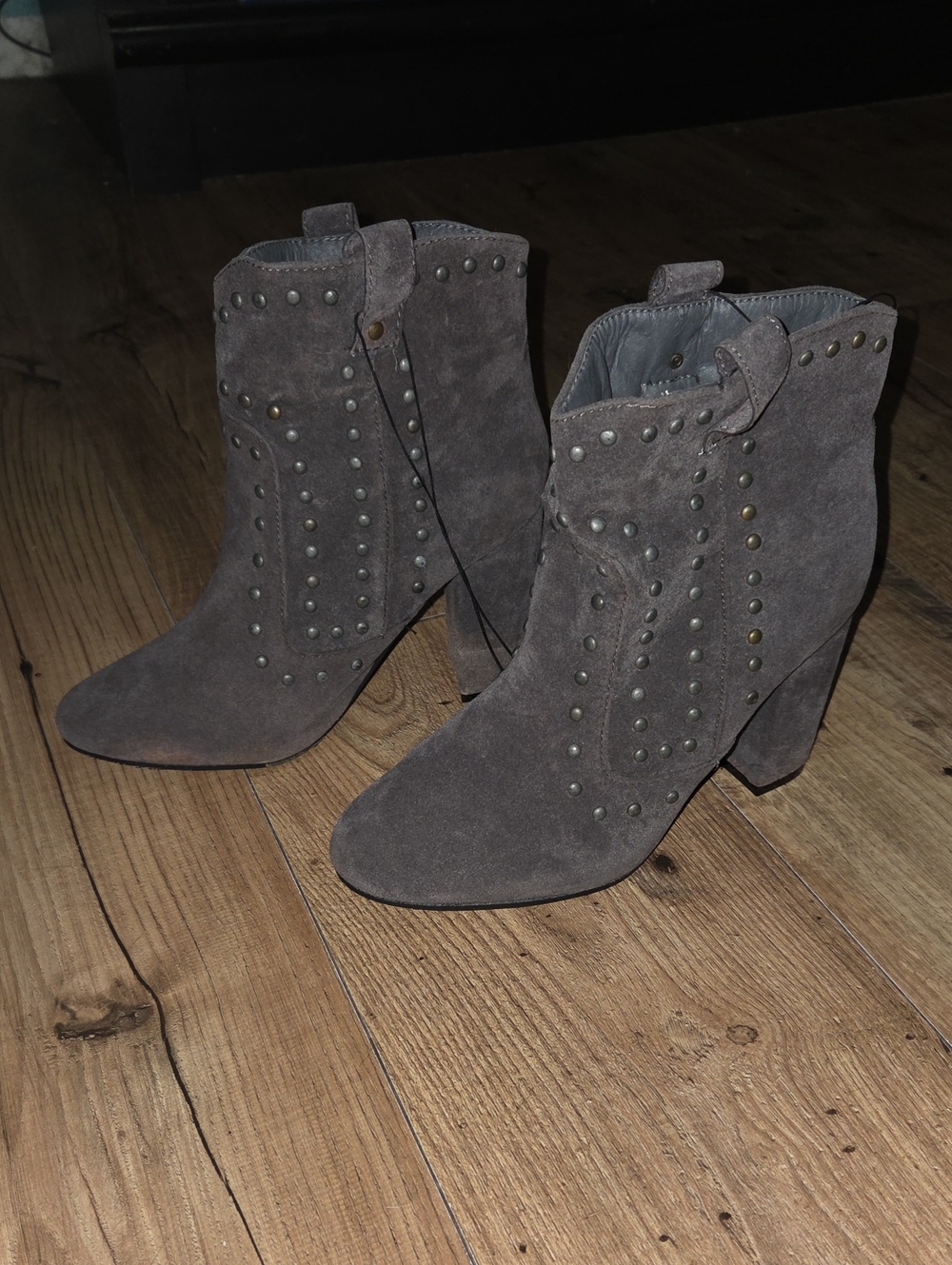 Rue21 Etc! | Gray Suede Studded Ankle Boots